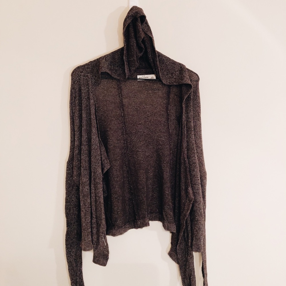 Hooded gray Abercrombie kids cardigan